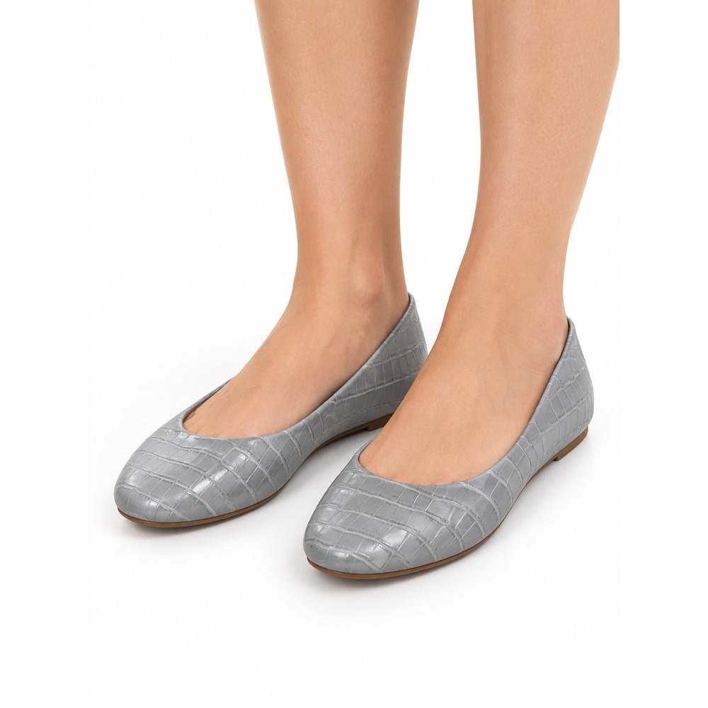Report Vintage Y2K Grey Croc Embossed Ballet Slip On Flats Women's Size 8